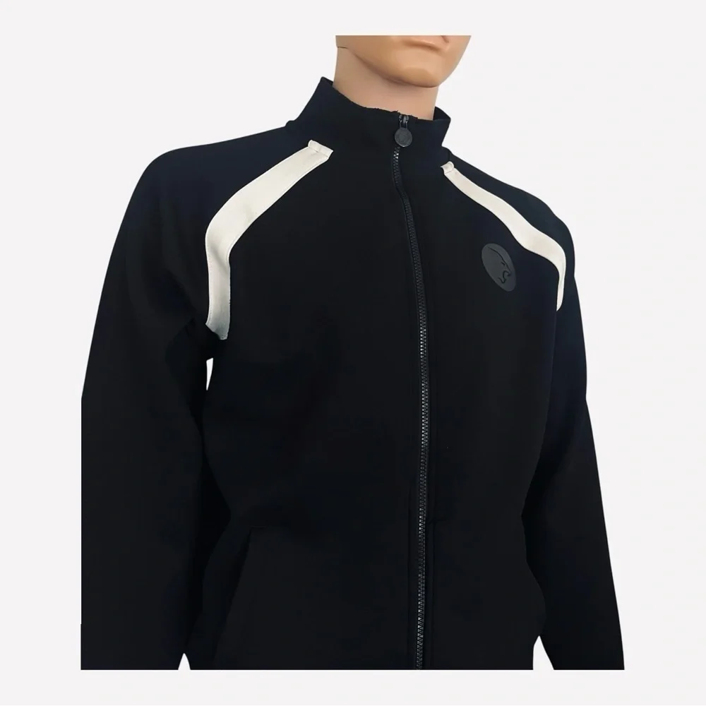 IQ Lion Athletics black sports activewear track jacket zip pockets logo Men M